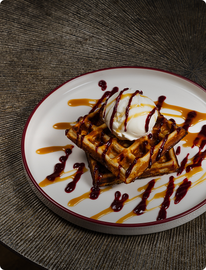 Waffle com caramelo